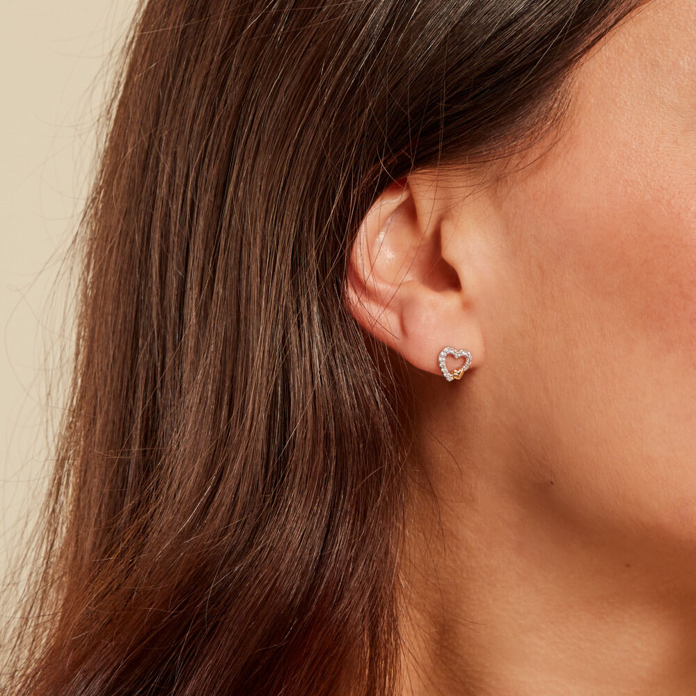 Boucles D'oreilles Puces Sorya Or Jaune Oxyde De Zirconium - Fête des mères Femme | Marc Orian