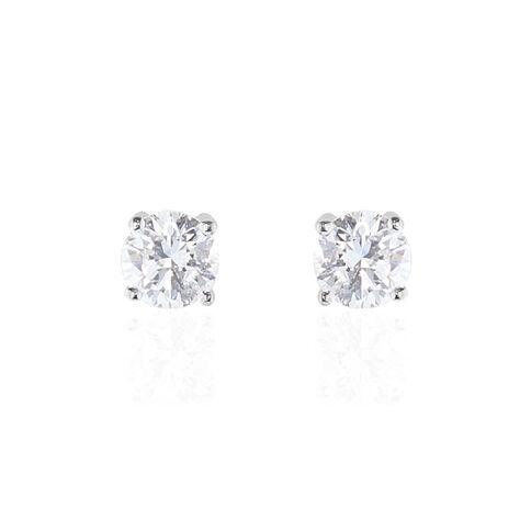 Boucles D'oreilles Puces 4 Griffes Or Blanc Diamant Synthetique - Clous d'oreilles Femme | Marc Orian