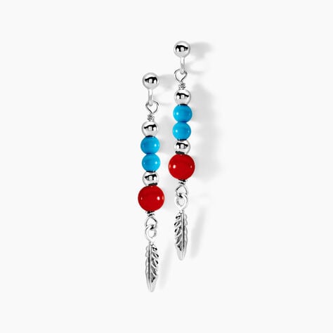 Boucles D'oreilles Pendantes Behati Argent Blanc Corail Turquoise - Pendantes Femme | Marc Orian