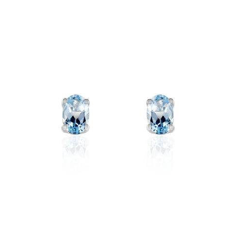 Boucles D'oreilles Puces Elea Serti Griffe Or Blanc Topaze - Clous d'oreilles Femme | Marc Orian
