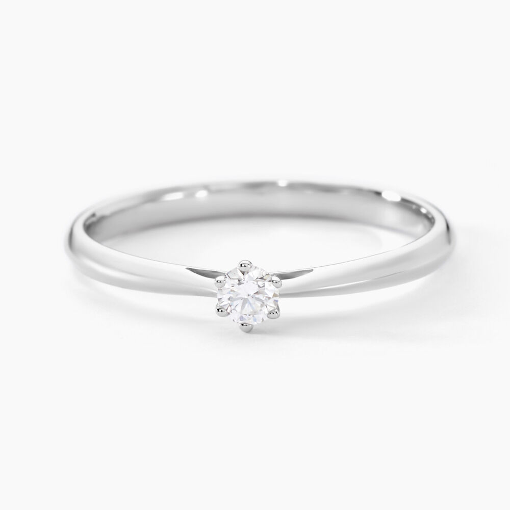 Bague Solitaire Veronika Or Blanc Diamant - Parures de mariage Femme | Marc Orian