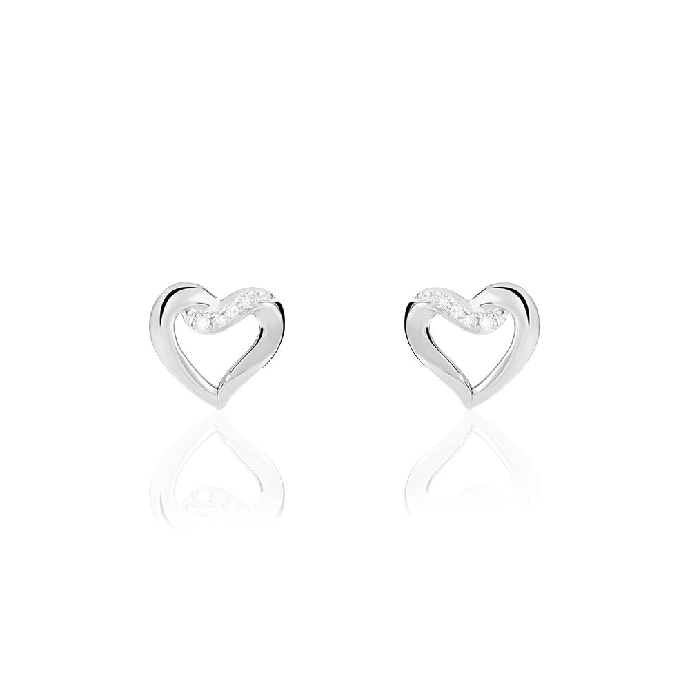 Boucles D'oreilles Puces Kaina Or Blanc Diamant - Puces Femme | Marc Orian