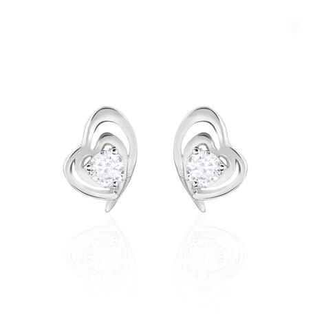 Boucles D'oreilles Puces Alou Argent Blanc Oxyde De Zirconium - Puces Femme | Marc Orian