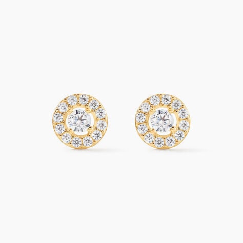 Boucles D'oreilles Puces Tahera Or Jaune Oxyde De Zirconium - Puces Femme | Marc Orian