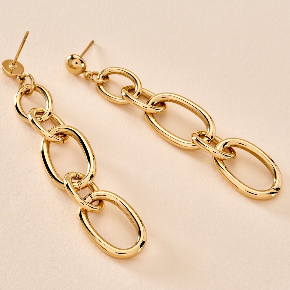 Boucles D'oreilles Pendantes Lina Acier Doré - Pendantes Femme | Marc Orian