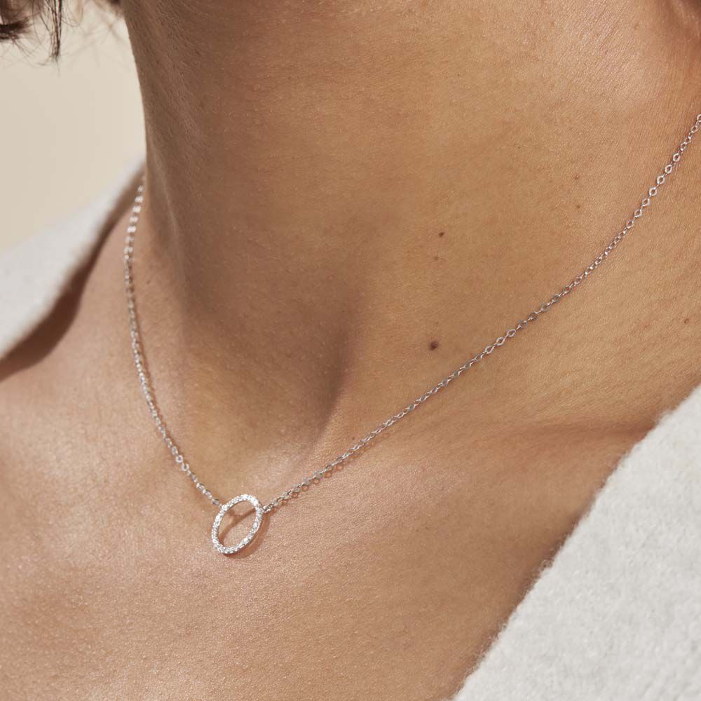 Collier Stip Or Blanc Oxyde De Zirconium - Colliers avec pierres Femme | Marc Orian