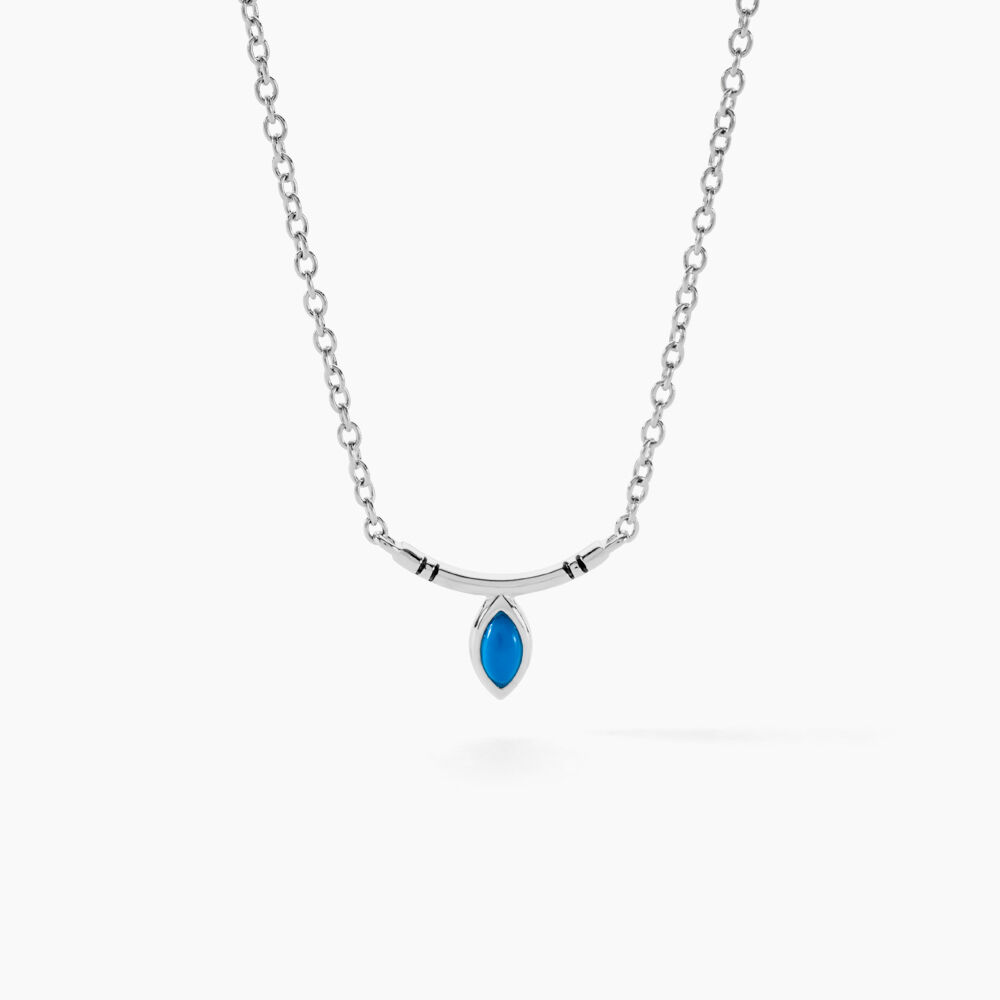 Collier Cyane Argent Blanc Turquoise - Colliers avec pierres Femme | Marc Orian