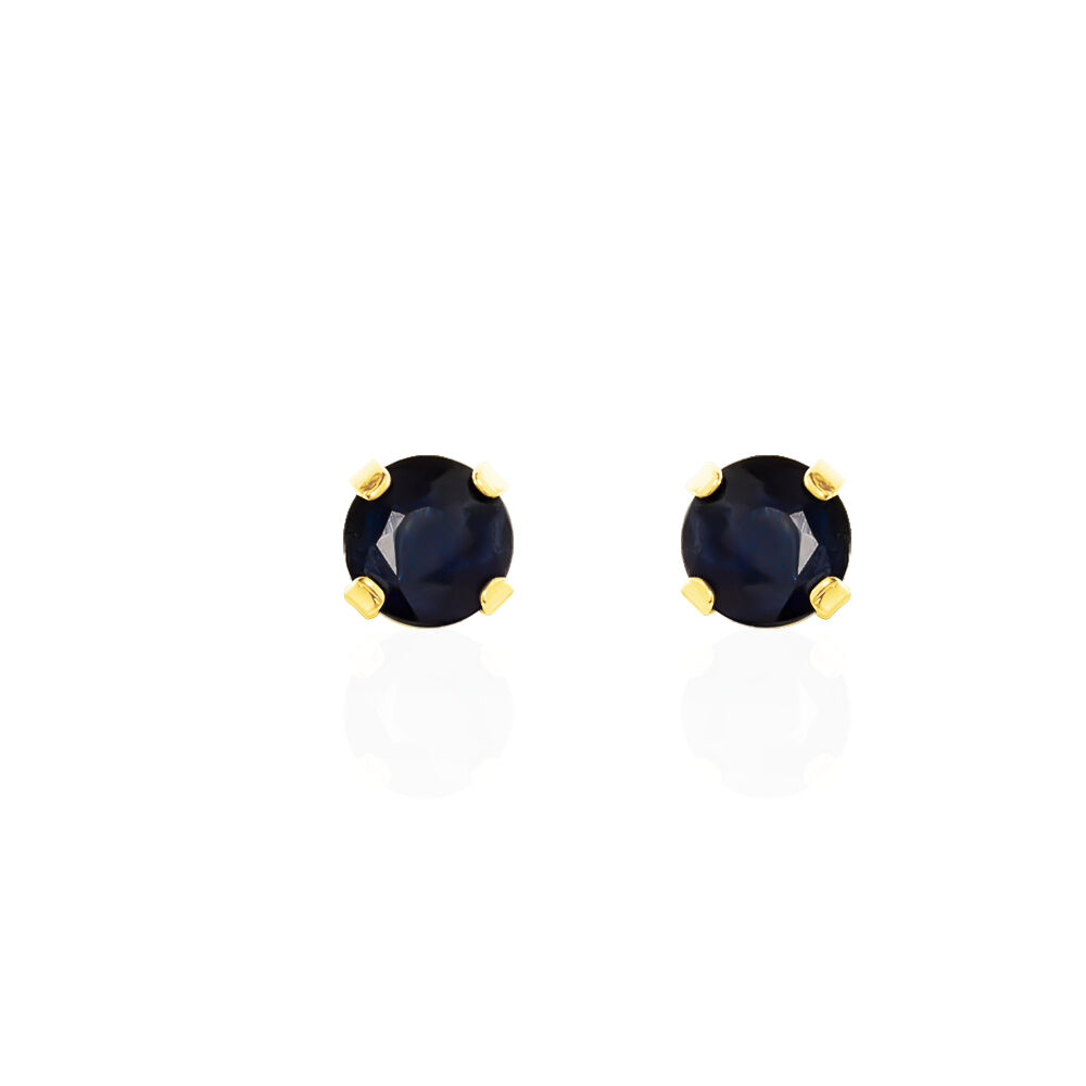 Boucles D'oreilles Puces Elea Serti Griffe Or Jaune Saphir - Puces Femme | Marc Orian