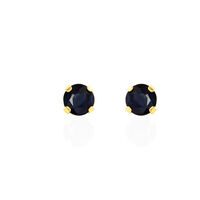 Boucles D'oreilles Puces Elea Serti Griffe Or Jaune Saphir