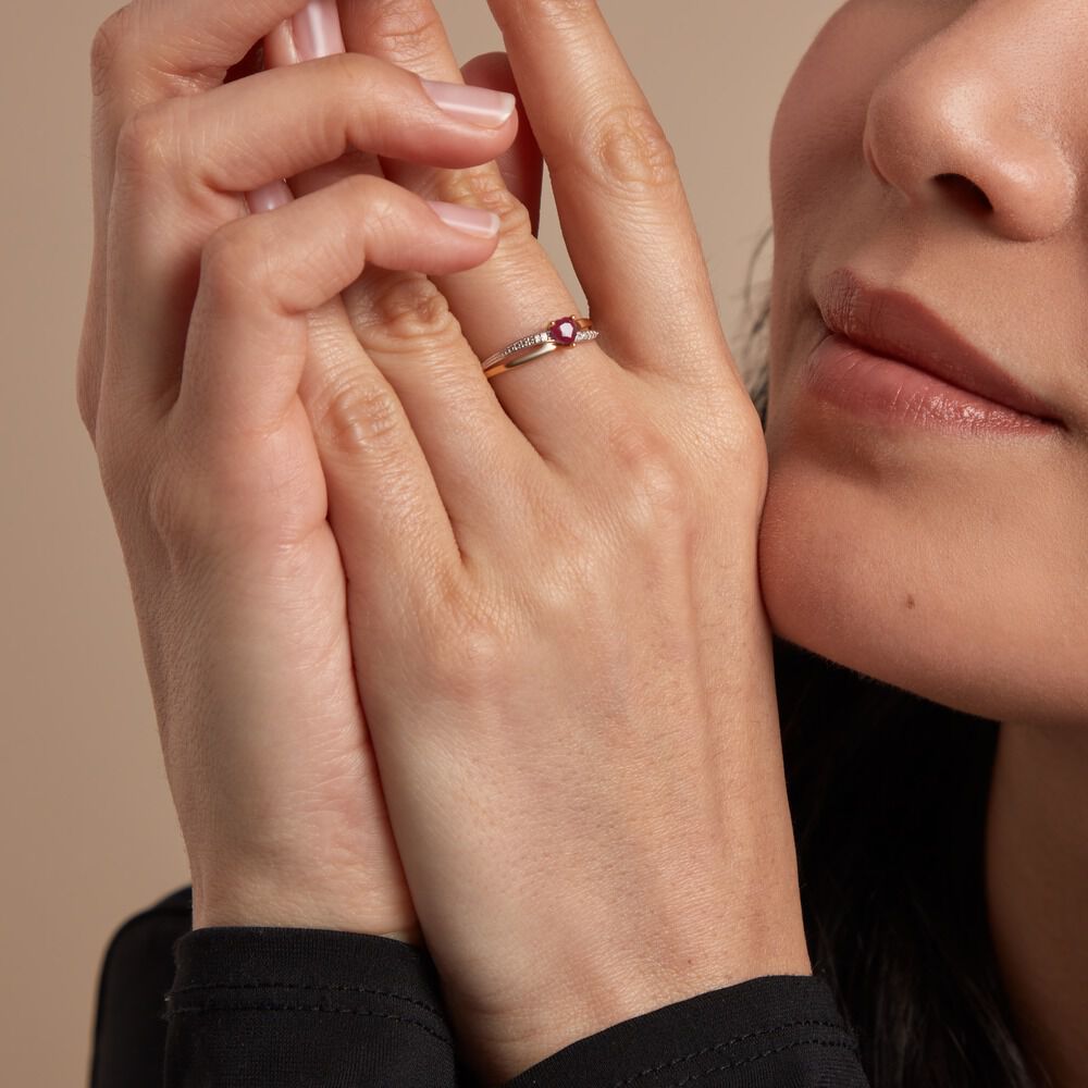 Bague Skylar Or Bicolore Rubis Diamant - Bagues vintage Femme | Marc Orian