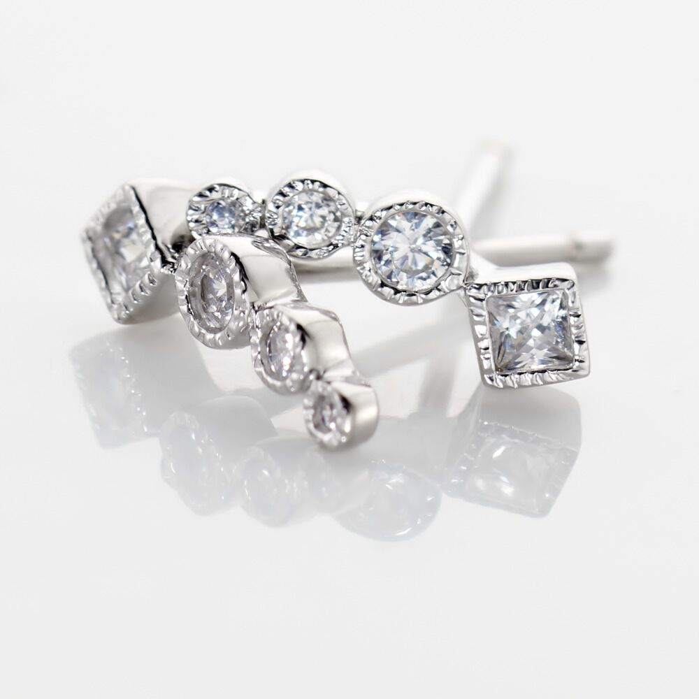 Boucles D'oreilles Puces Argent Blanc Seiko Oxyde De Zirconium - Puces Femme | Marc Orian