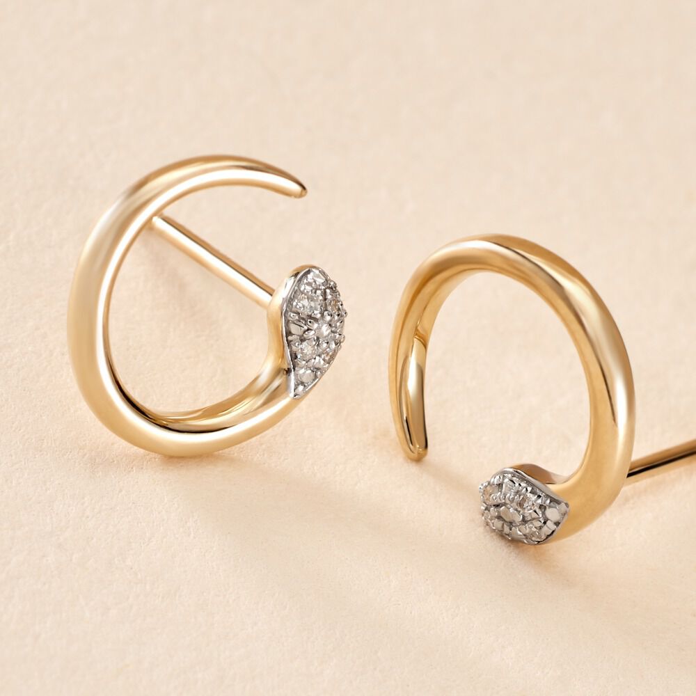 Boucles D'oreilles Puces Snake Or Jaune Diamant -  Femme | Marc Orian