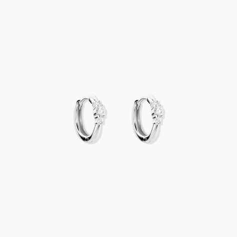 Cr&eacute;oles Kemila Argent Blanc Oxyde De Zirconium - Cr&eacute;oles Femme | Marc Orian