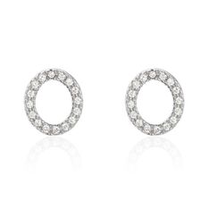 Boucles D'oreilles Puces Argent Blanc Umbria Oxydes De Zirconium - Clous d'oreilles Femme | Marc Orian
