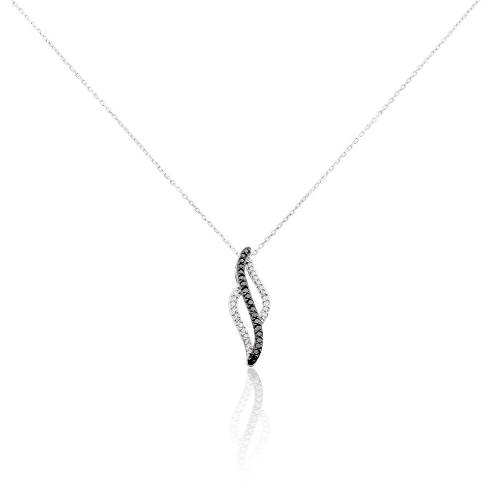 Collier Courbes Or Blanc Diamant - Colliers avec pierres Femme | Marc Orian