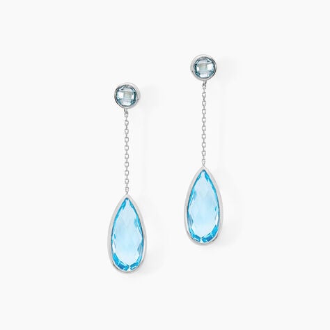 Boucles D'oreilles Pendantes Dennis Or Blanc Topaze - Pendantes Femme | Marc Orian