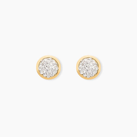 Boucles D'oreilles Puces Edmee Cercle 0 Or Jaune Strass - Puces Femme | Marc Orian
