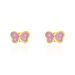 Boucles D'oreilles Puces Papillon Rose Or Jaune