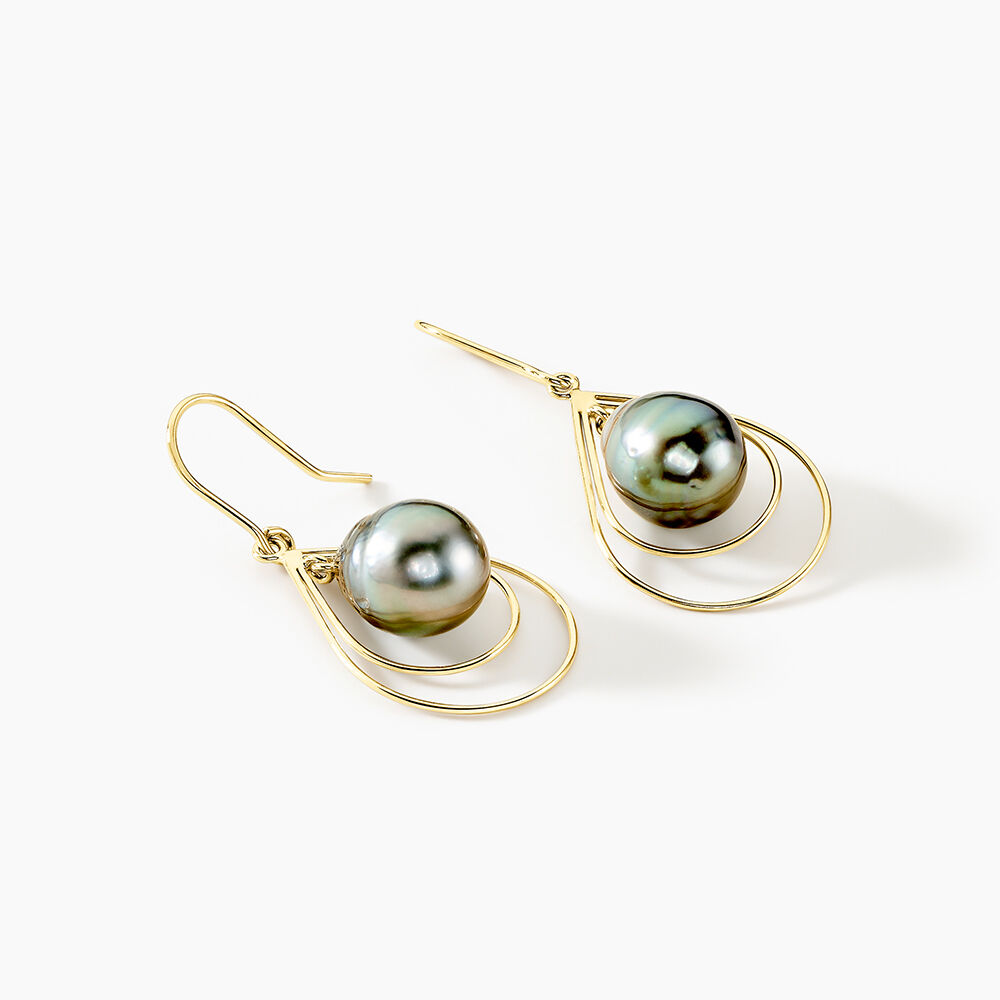 Boucles D'oreilles Pendantes Martyna Or Jaune Perle De Tahiti - Pendantes Femme | Marc Orian