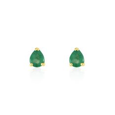 Boucles D'oreilles Puces Or Jaune Isador Emeraude - Clous d'oreilles Femme | Marc Orian