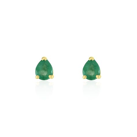 Boucles D'oreilles Puces Or Jaune Isador Emeraude - Clous d'oreilles Femme | Marc Orian