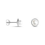 Boucles D'oreilles Puces Vittorio Argent Blanc Perle De Culture - Puces Femme | Marc Orian