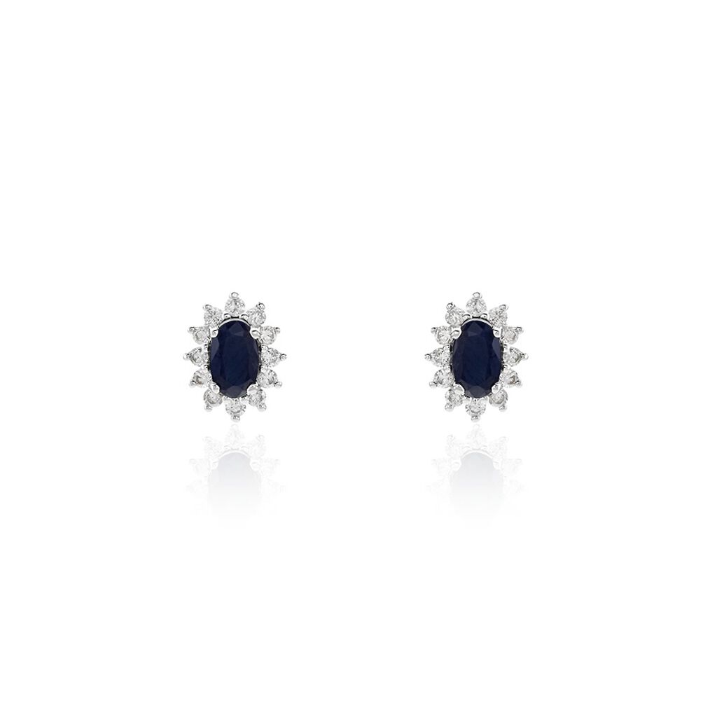 Boucles D'oreilles Puces Vladimir Or Blanc Saphir Diamant - Boucles d'oreilles pierres précieuses Femme | Marc Orian