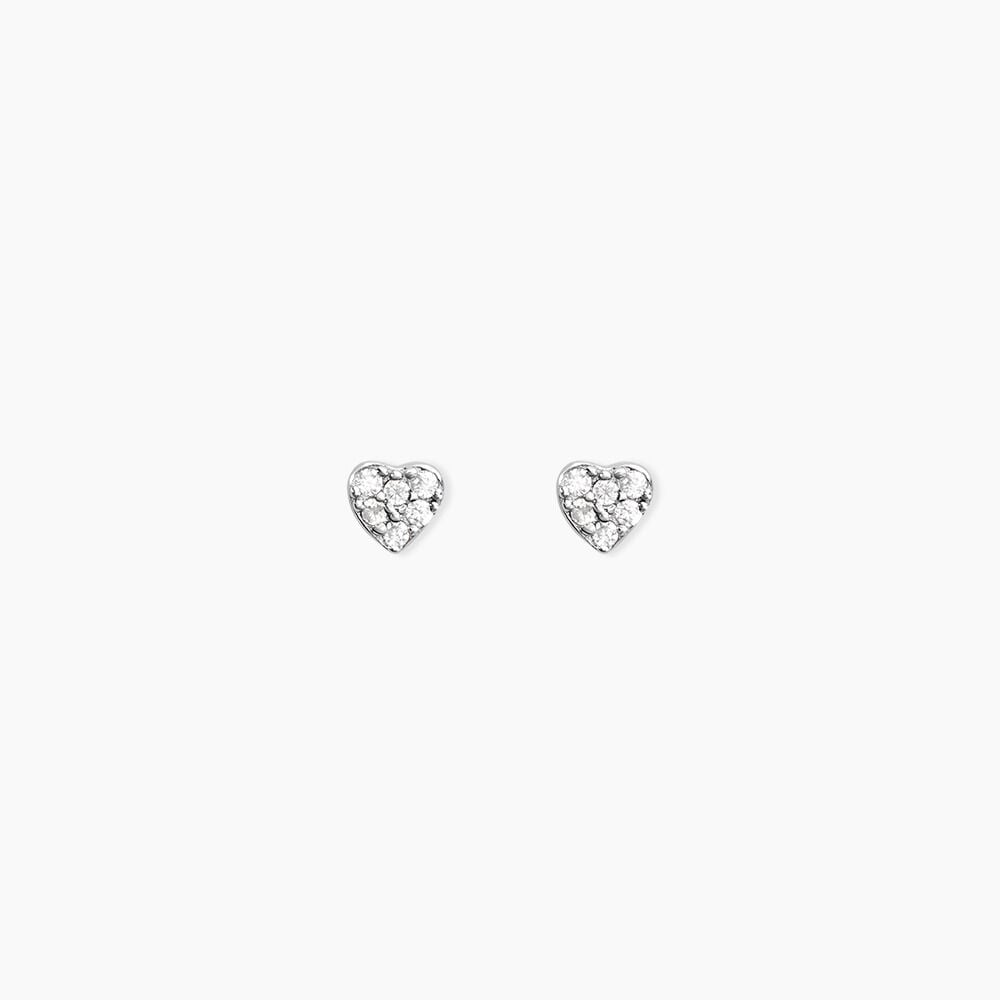 Boucles D'oreilles Puces Ziya Argent Blanc Oxyde De Zirconium - Puces Femme | Marc Orian