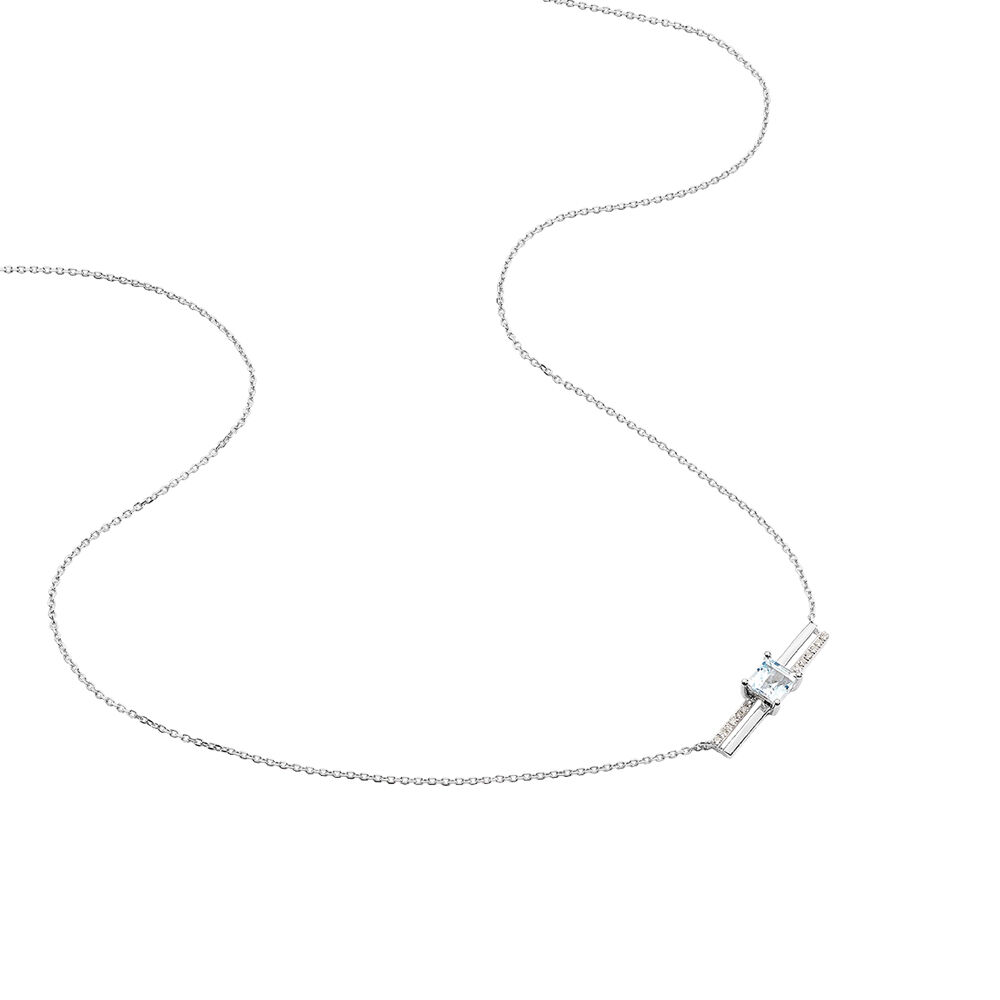 Collier Or Blanc Topaze Et Diamant - Colliers avec pierres Femme | Marc Orian