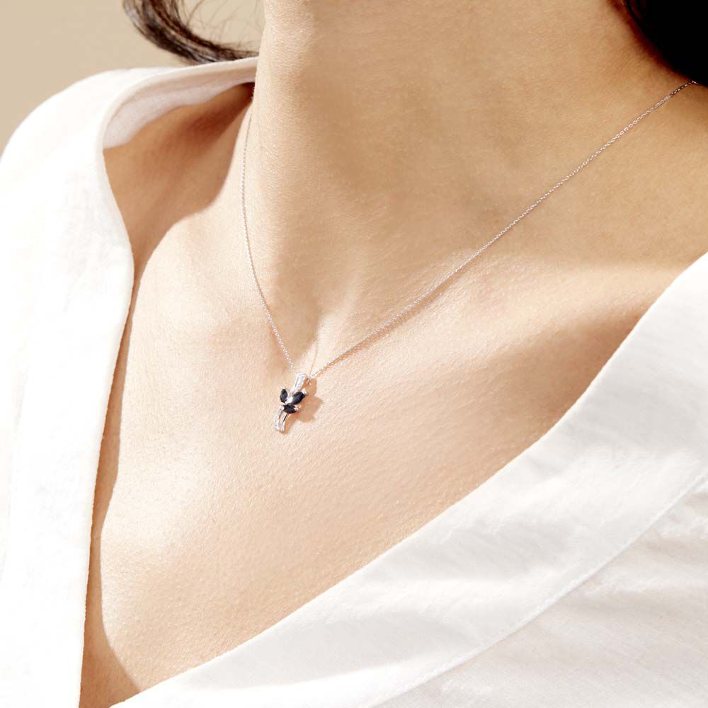 Collier Angie Or Blanc Saphir Diamant - Colliers avec pierres Femme | Marc Orian