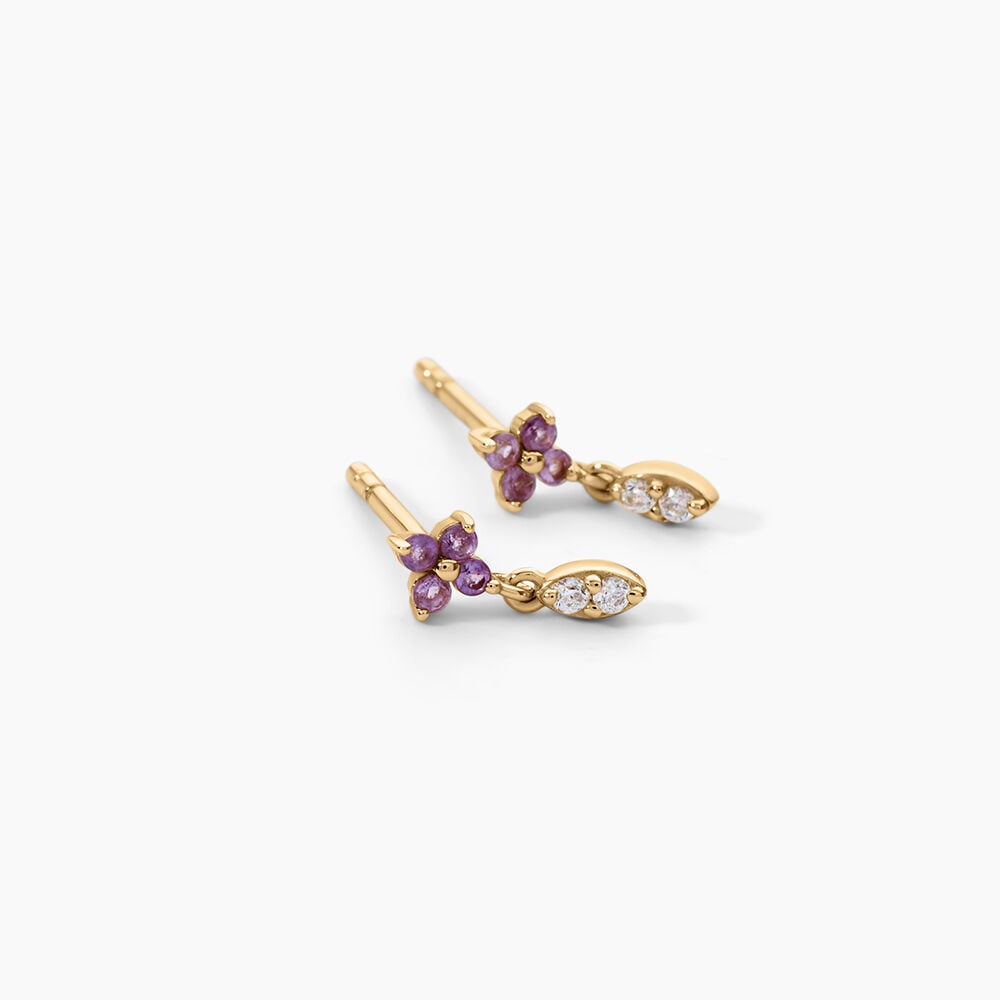 Boucles D'Oreilles Pendantes Jobeth Argent Dor&eacute; A L'Or 750/1000 Am&eacute;thyste Oxyde De Zirconium - Pendantes Femme | Marc Orian