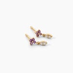 Boucles D'Oreilles Pendantes Jobeth Argent Dor&eacute; A L'Or 750/1000 Am&eacute;thyste Oxyde De Zirconium - Pendantes Femme | Marc Orian