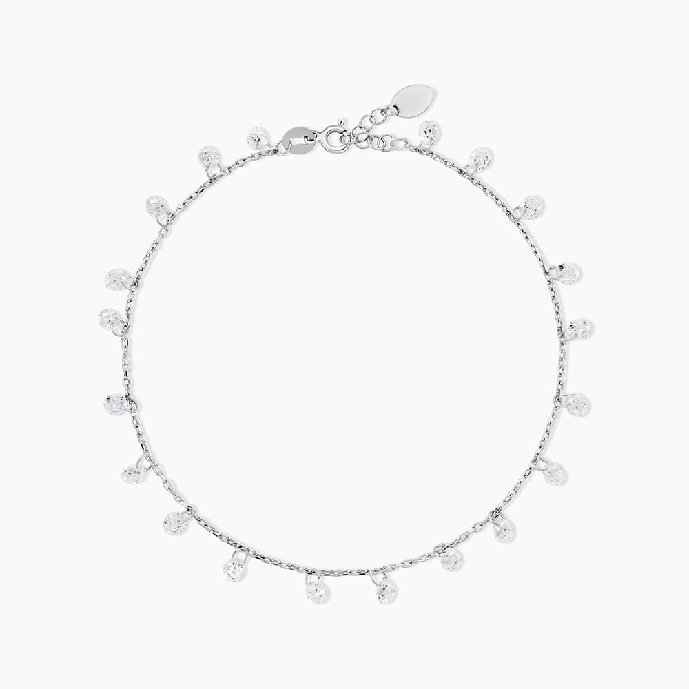 Cha&icirc;ne De Cheville Carolaine Argent Blanc Oxyde De Zirconium - Chaines de cheville Femme | Marc Orian
