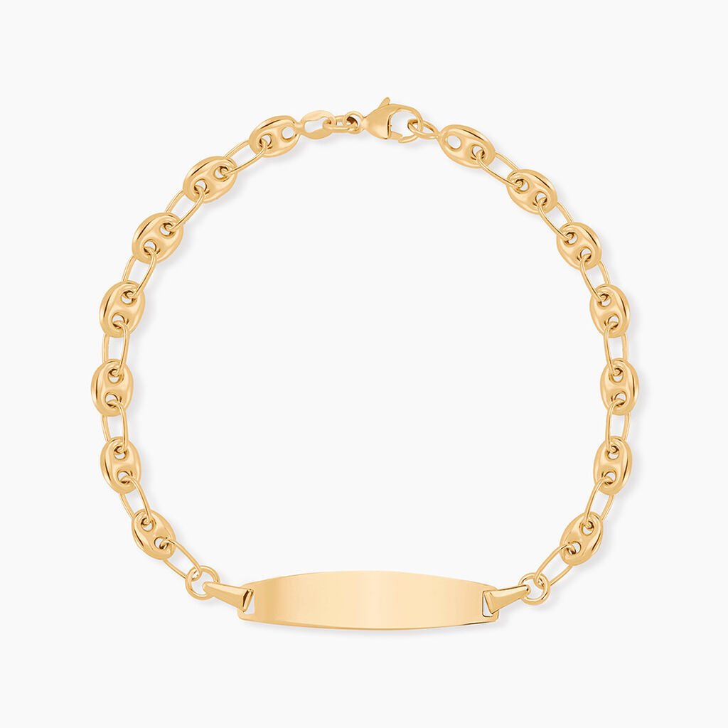 Bracelet Identit&eacute; Evin Maille Grain De Cafe Or Jaune - Gourmettes Enfant | Marc Orian