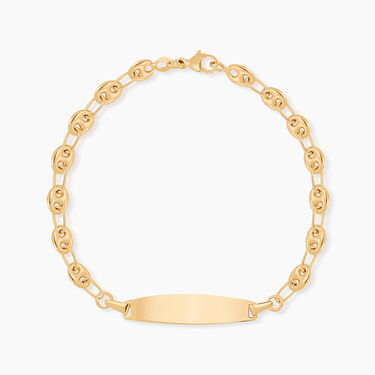 Bracelet Identit&eacute; Evin Maille Grain De Cafe Or Jaune