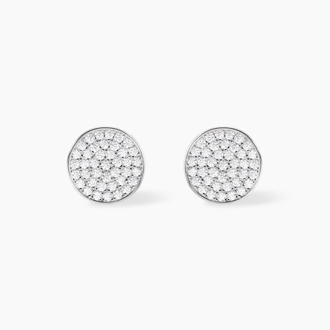 Boucles D'oreilles Puces Darwin Argent Blanc Oxyde - Puces Femme | Marc Orian