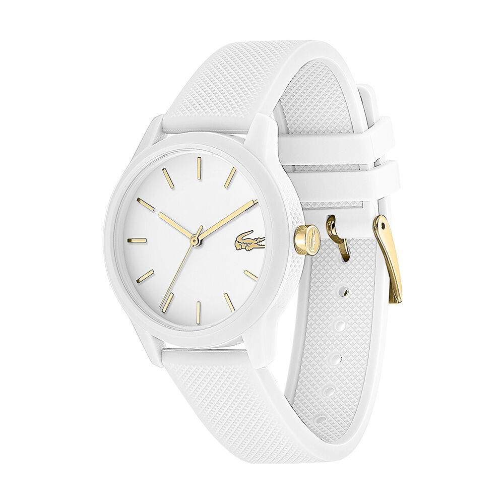Lacoste blanche et or deals