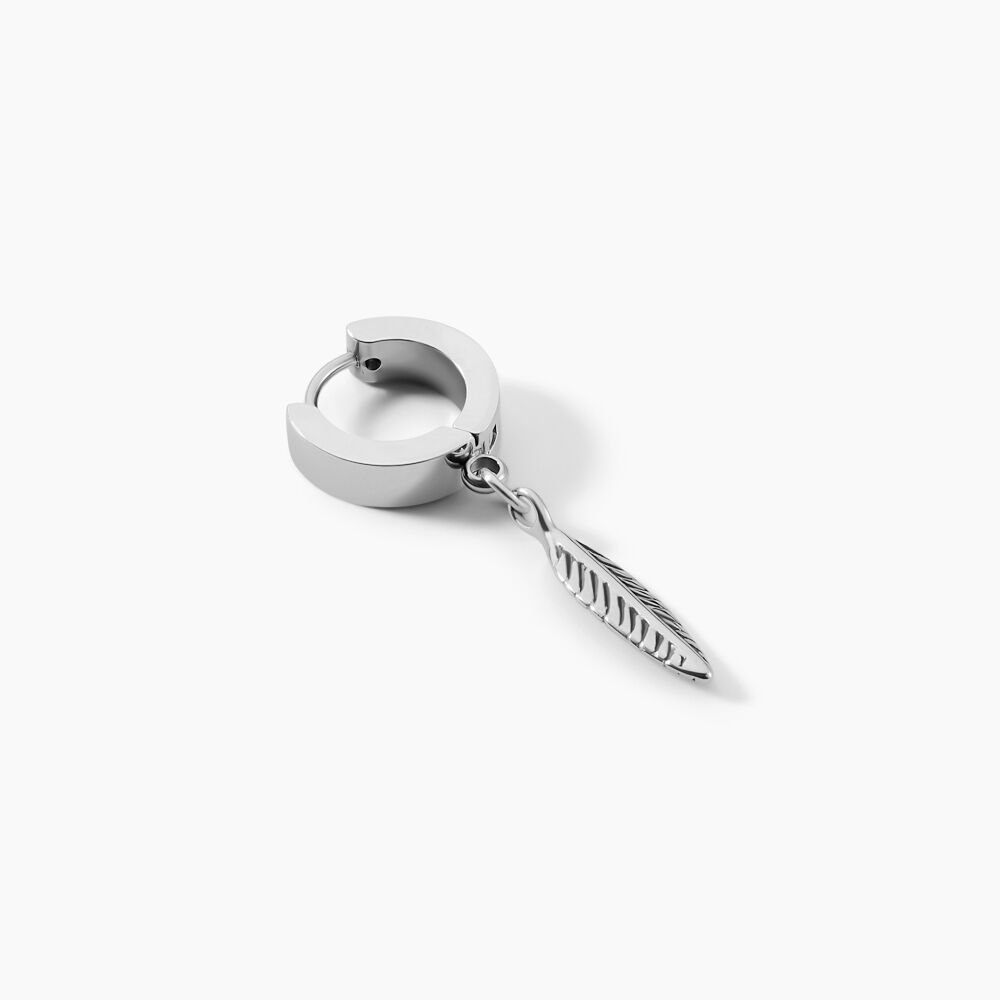 Cr&eacute;ole Unitaire Acier Blanc Gvennig - Boucles d'oreilles pampille Homme | Marc Orian