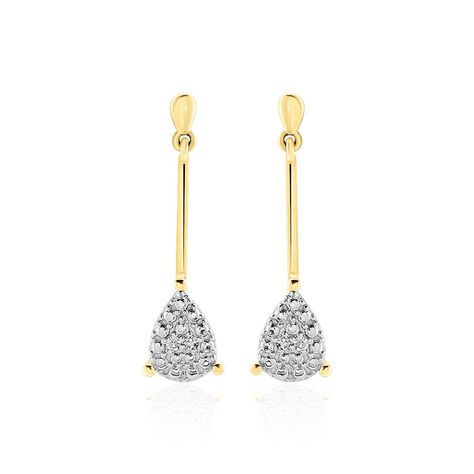Boucles D'oreilles Pendantes Pear C Or Jaune Diamant - Pendantes Femme | Marc Orian