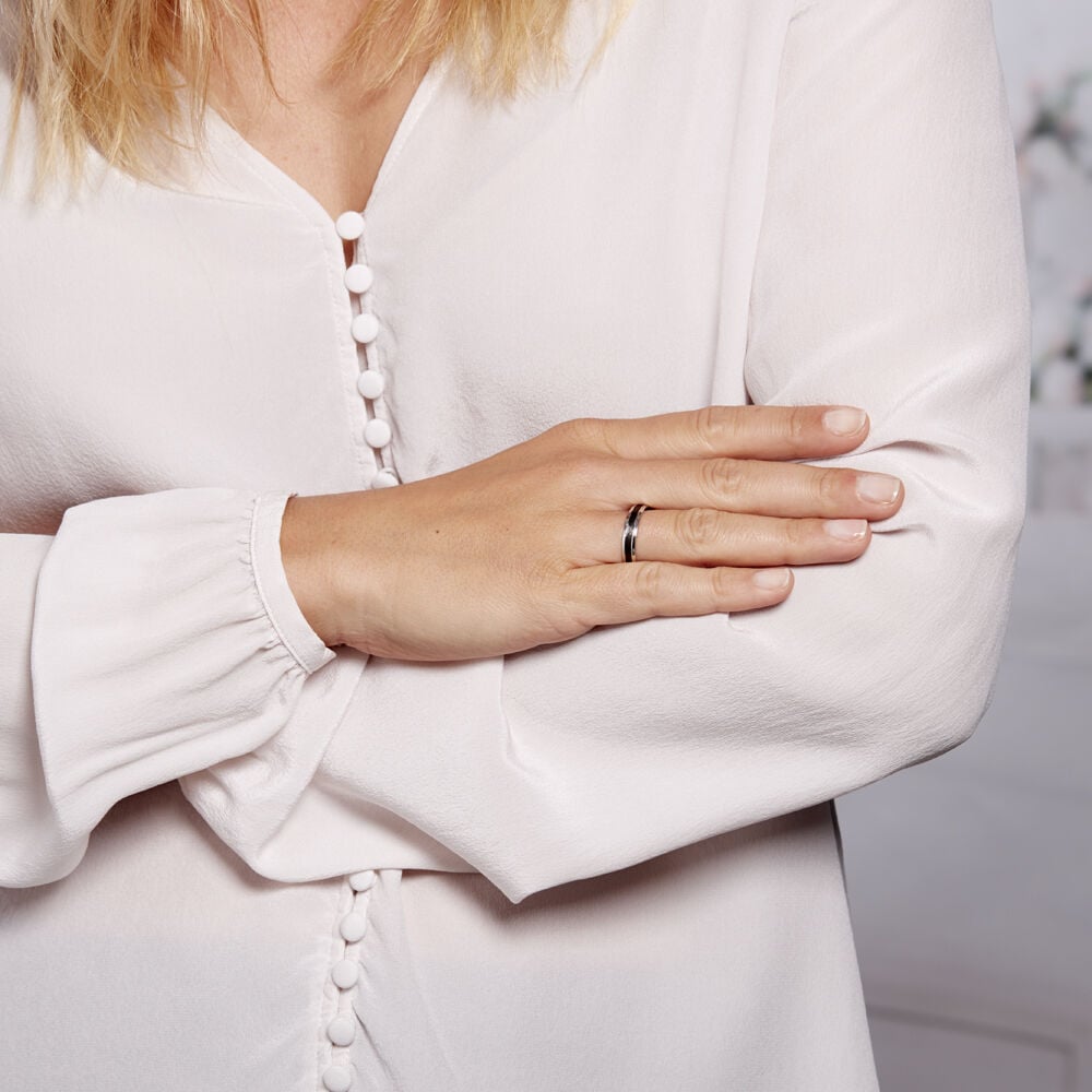 Alliance Camille Ruban Plat Or Blanc - Alliances duo Unisex | Marc Orian