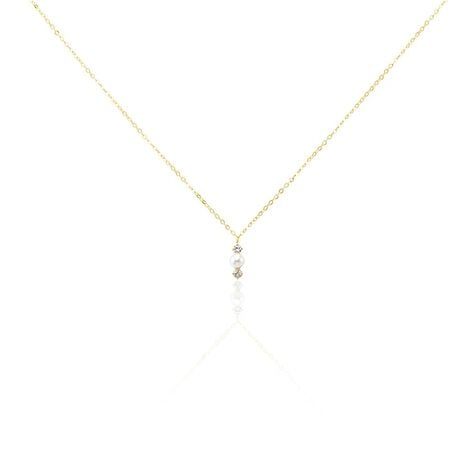Collier Or Jaune Audrea Perle De Culture Oxydes De Zirconium - Colliers avec pierres Enfant | Marc Orian