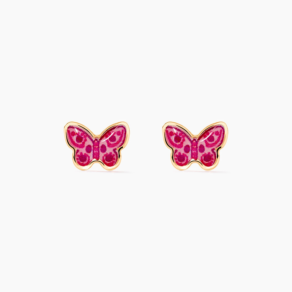 Boucles D'oreilles Puces Sulivia Papillon Or Jaune - Puces Enfant | Marc Orian