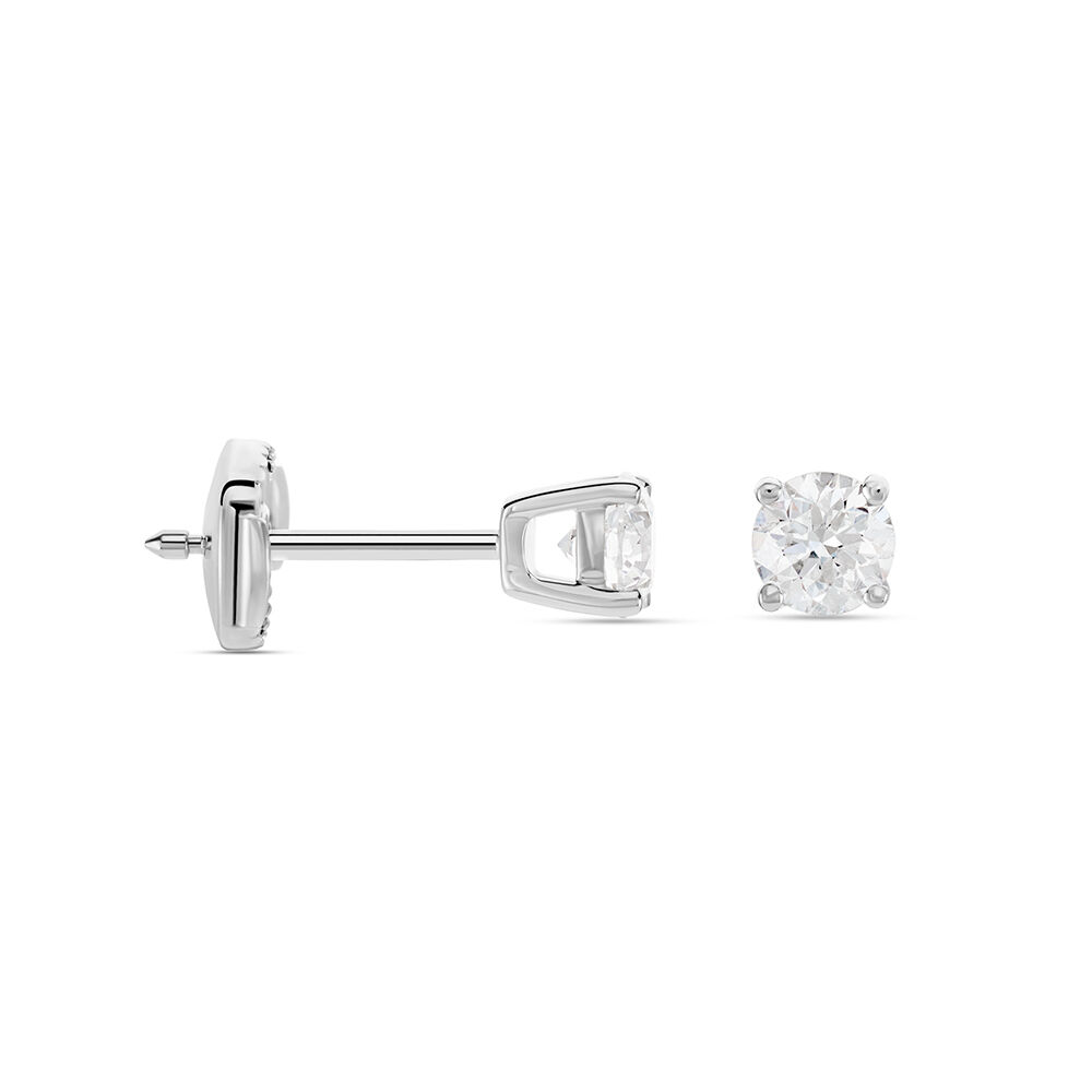 Boucles D'oreilles Puces One Or Blanc Diamants - Boucles d'oreilles mariage Homme | Marc Orian