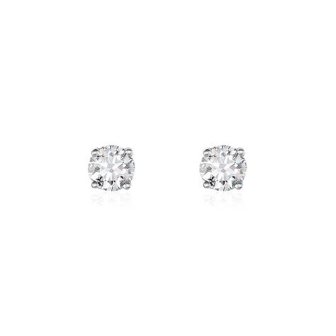 Boucles D'oreilles Puces One Or Blanc Diamants - Puces Homme | Marc Orian