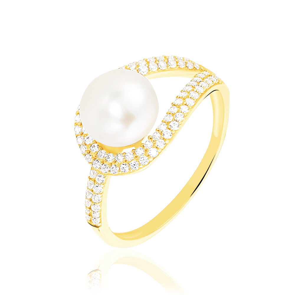 Bague or jaune perle de culture