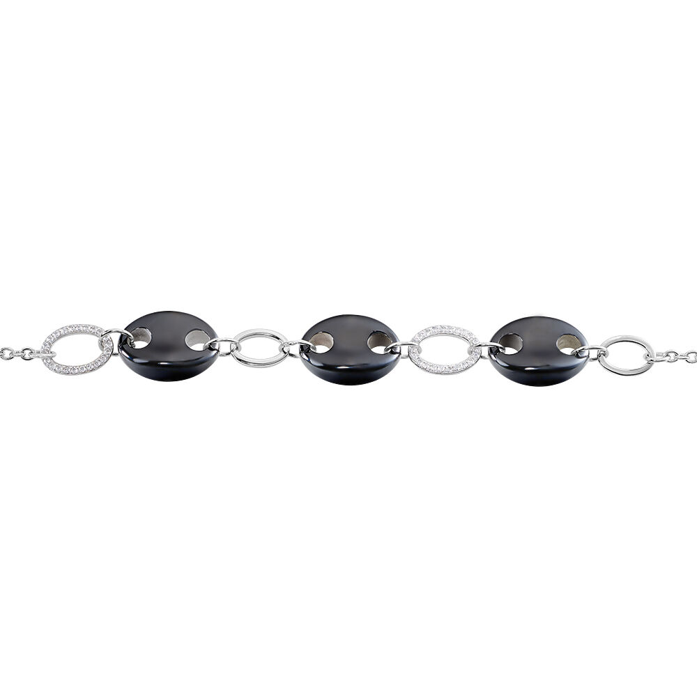 Bracelet Hattie Argent Blanc Céramique Et Oxyde De Zirconium - Bracelets chaînes Femme | Marc Orian