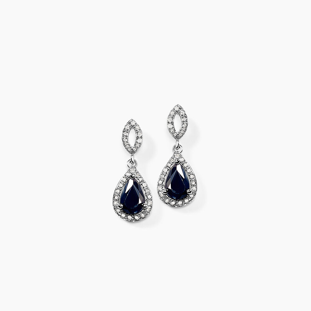 Boucles D'oreilles Puces Sissi Or Blanc Saphir Et Diamant -  Femme | Marc Orian