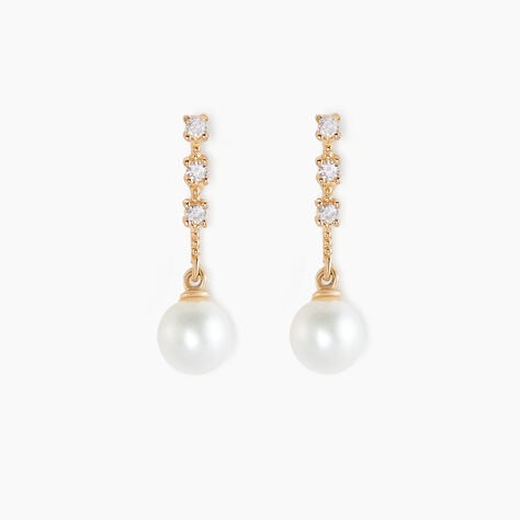Boucles D'oreilles Pendantes Louise-marie Or Jaune Perle De Culture - Boucles d'oreilles mariage Femme | Marc Orian