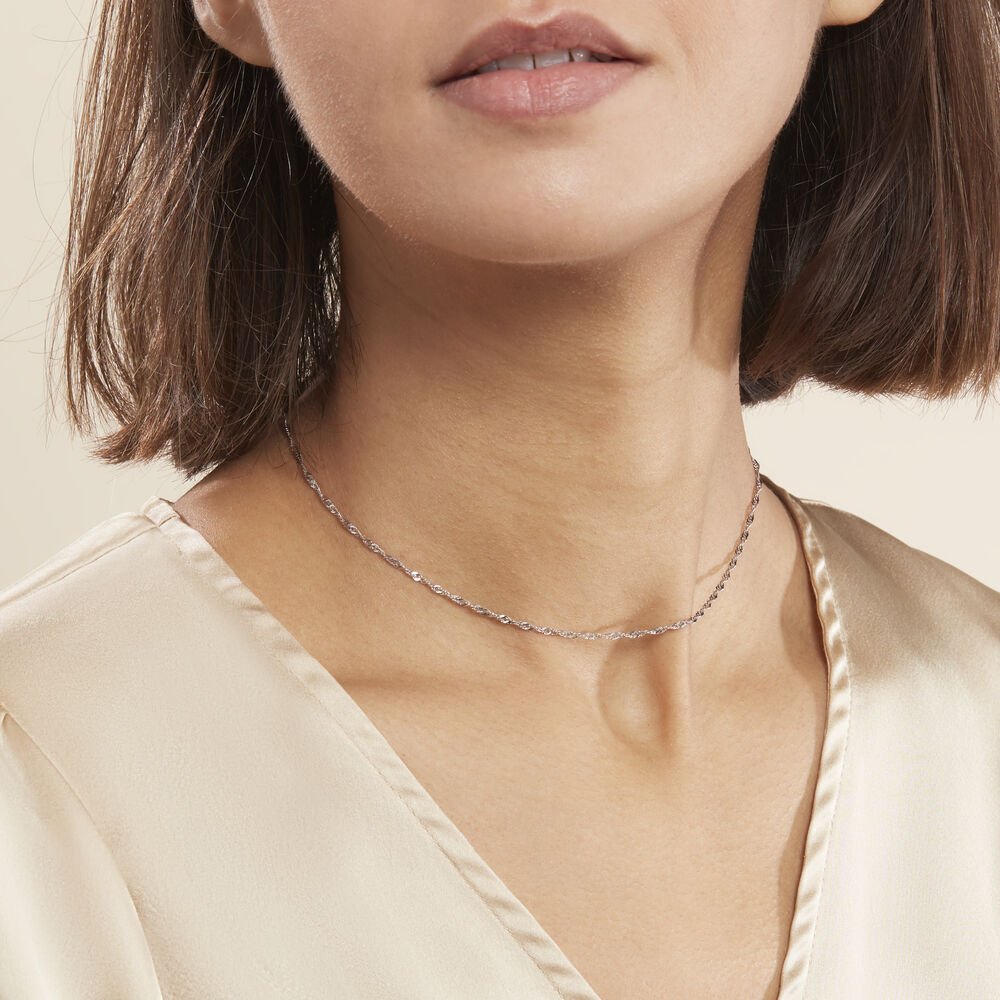 Chaîne Leliana Maille Singapour Or Blanc - Chaines Femme | Marc Orian
