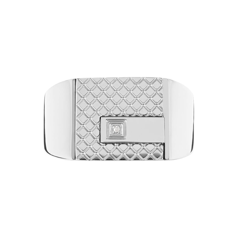 Chevalière Phebus Him Acier Blanc Diamant - Chevalières Homme | Marc Orian